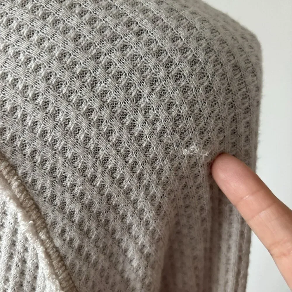 We‎ The Free People Laguna Thermal Waffle Oversized Top Oatmeal M Boho Grunge
